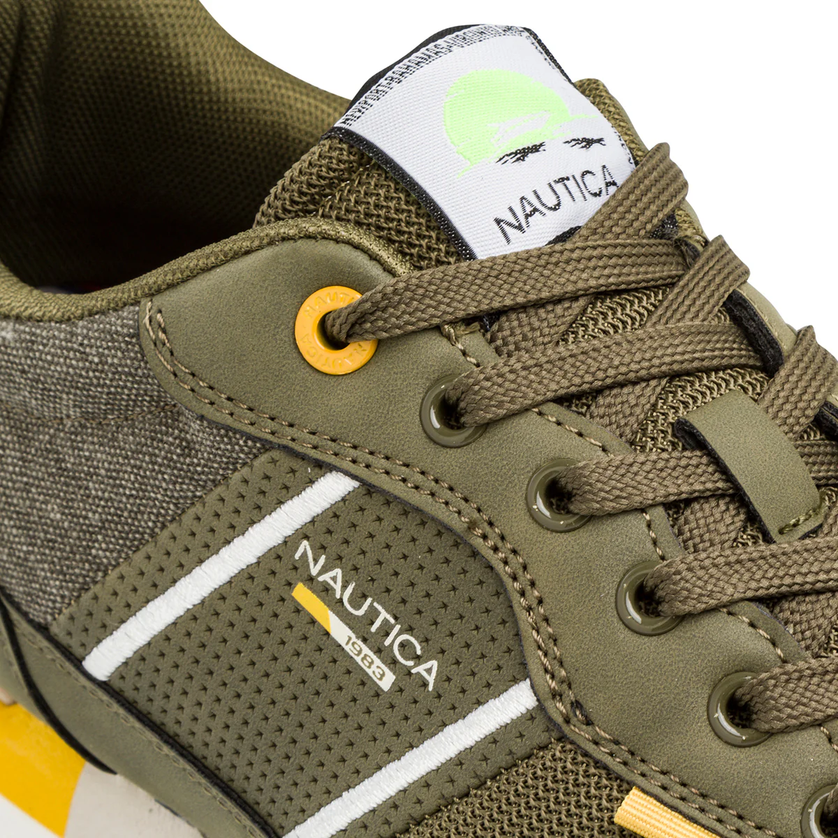Sneakers da uomo verde oliva con dettagli gialli Nautica - Image 5