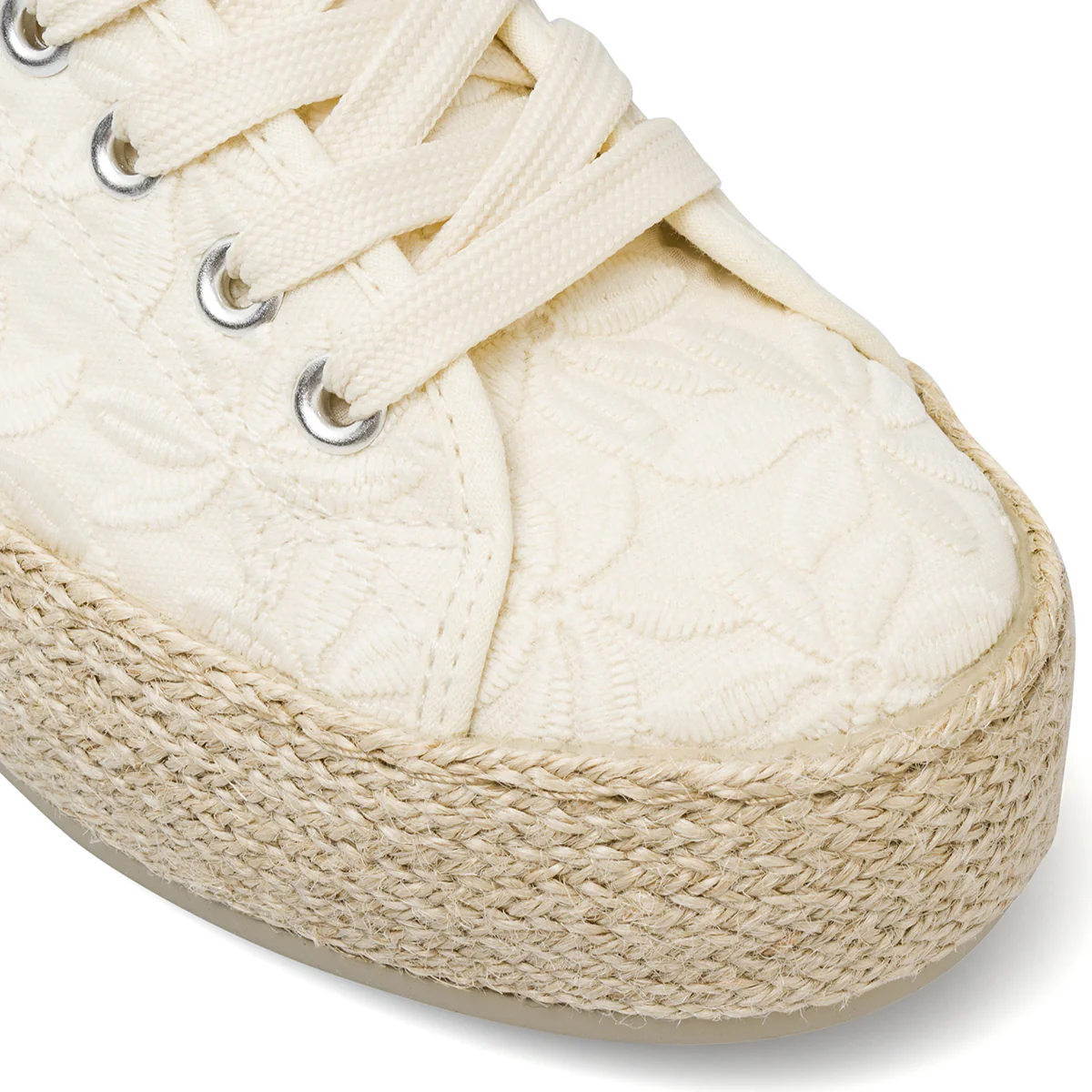 Sneakers donna beige con ricamo floreale e suola in corda Lora Ferres - Image 5