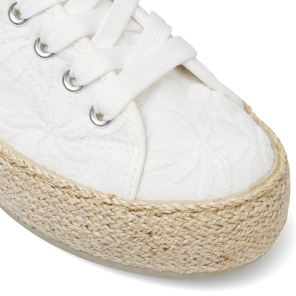 Sneakers donna bianche con ricamo floreale e suola in corda Lora Ferres - Image 4