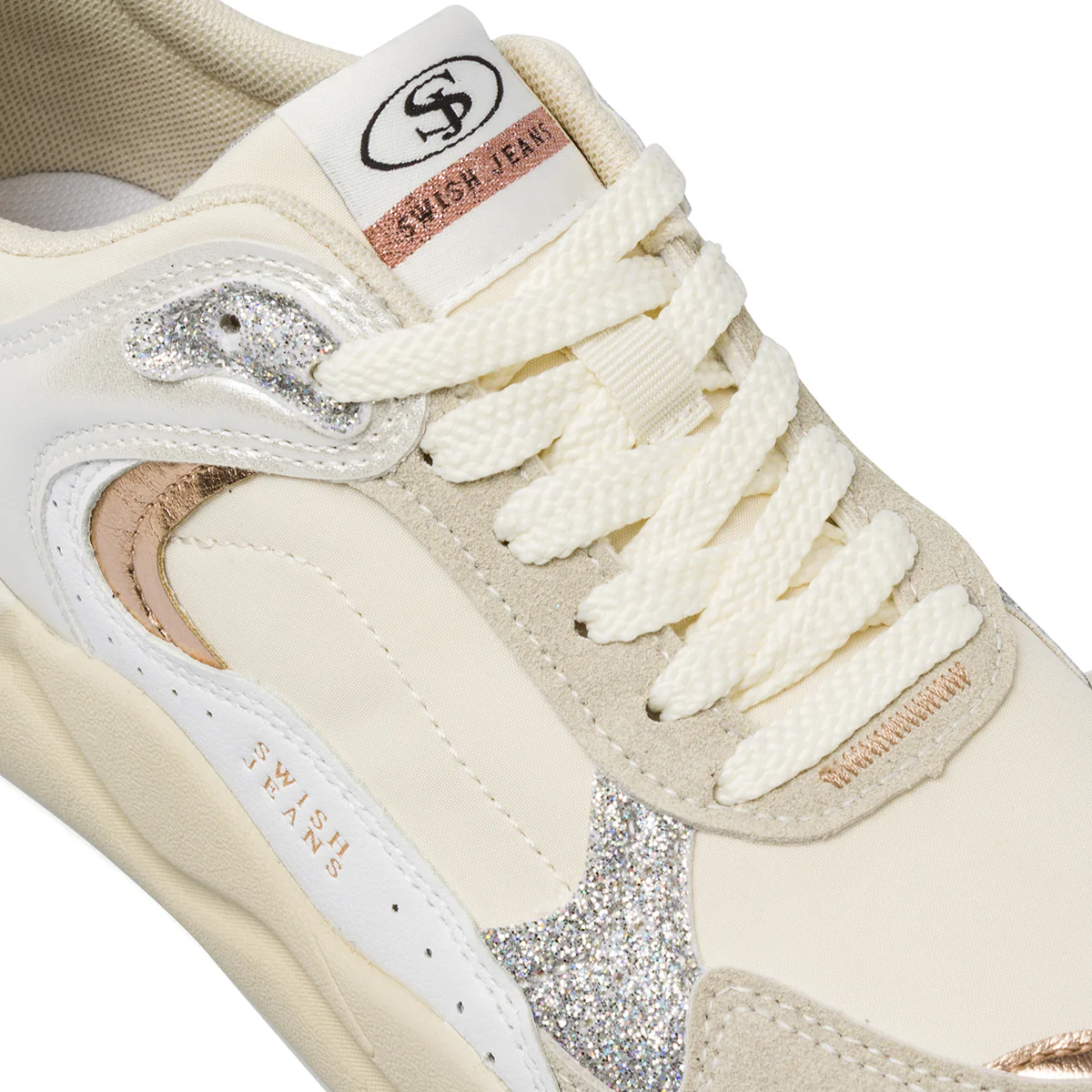 Sneakers donna Swish Jeans bianche con glitter e inserti metallizzati - Image 6