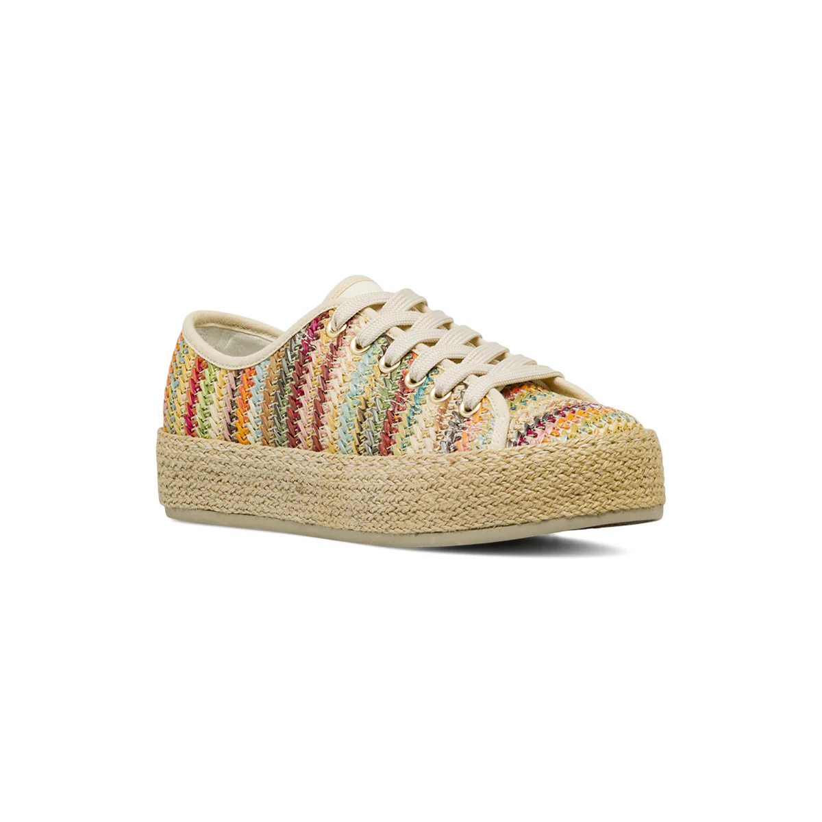 Sneakers estive da donna multicolore con tomaia in rafia Lora Ferres - Image 2