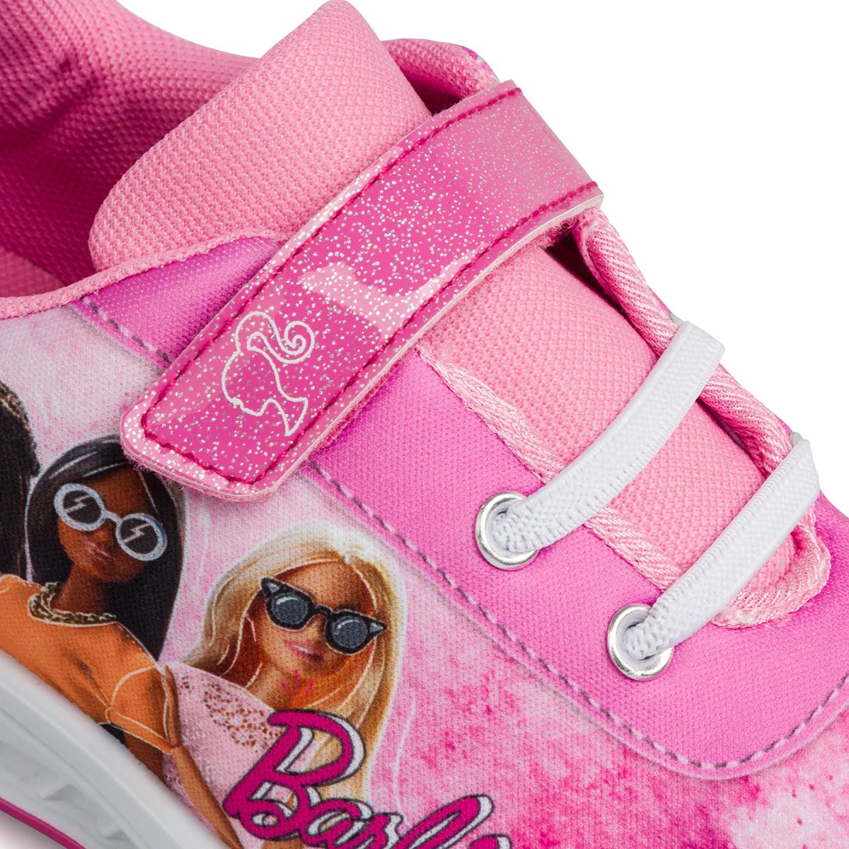 Sneakers fucsia da bambina con luci nella suola e logo Barbie - Image 6