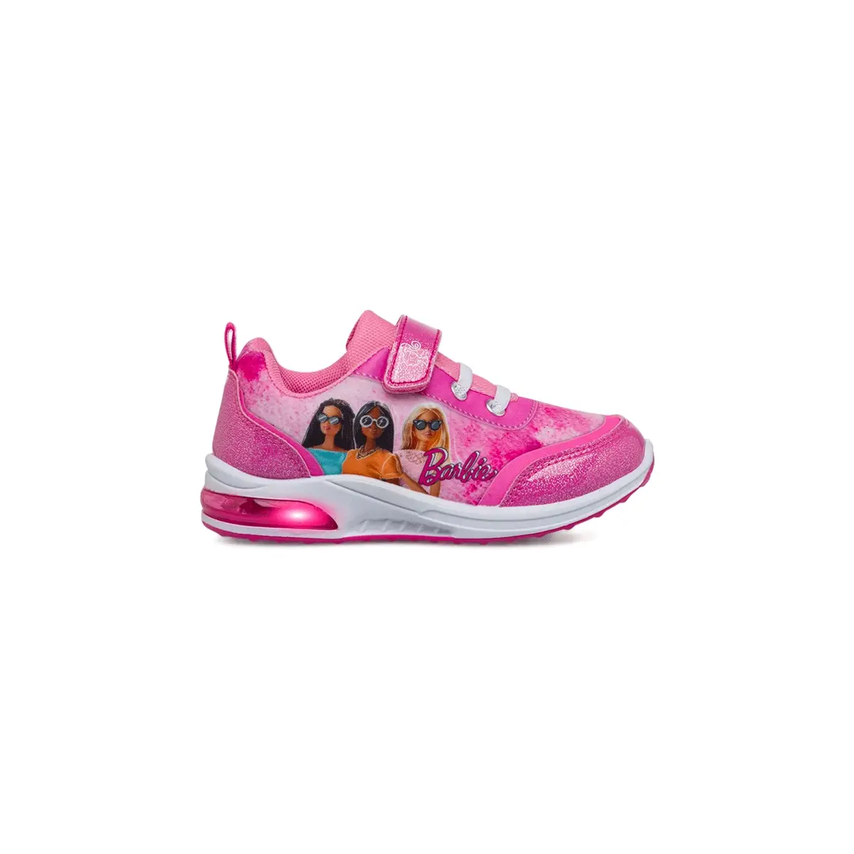 Sneakers Fucsia da Bambina con Luci nella Suola e stampa logo Barbie