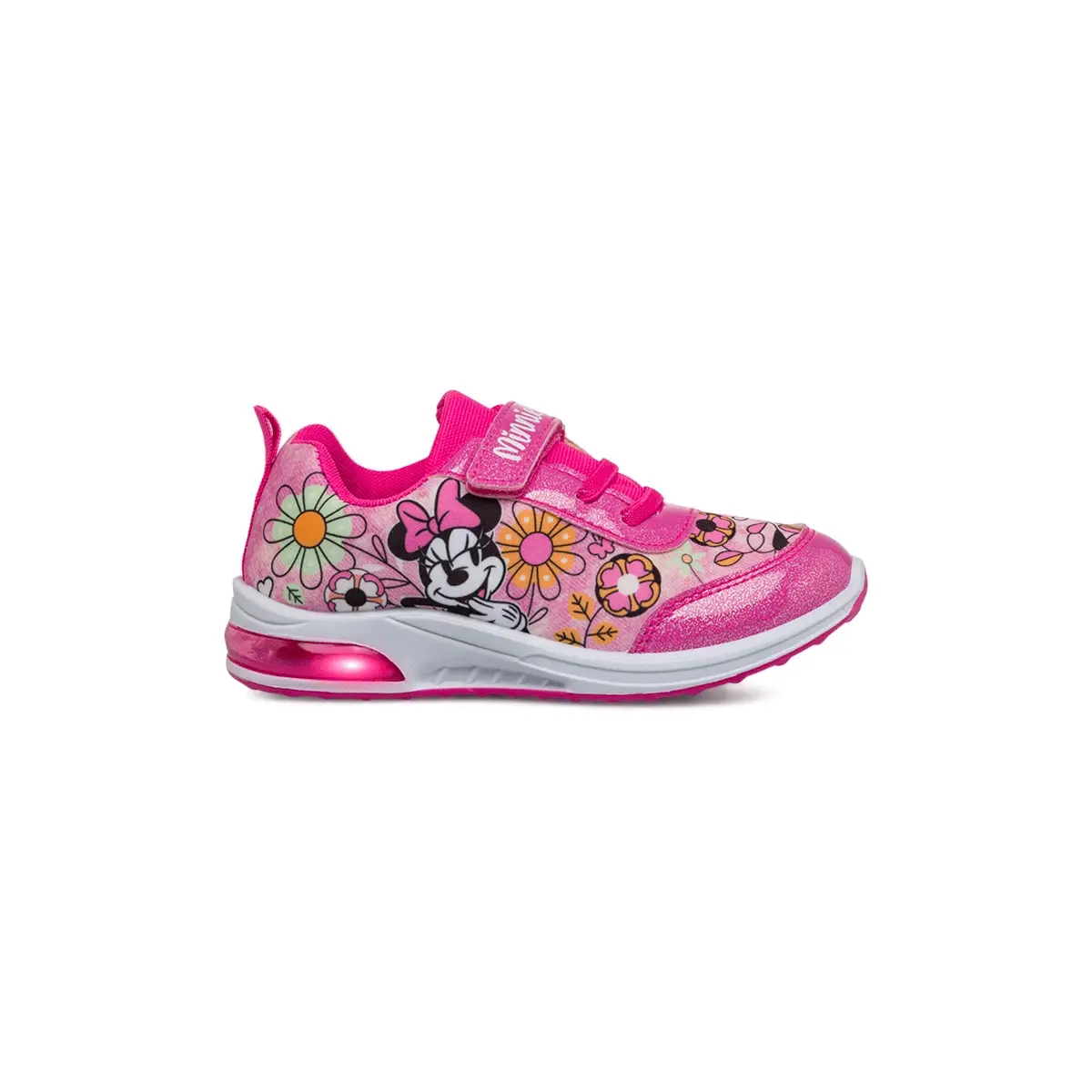 Sneakers Fucsia da Bambina con Luci nella Suola e logo Minnie