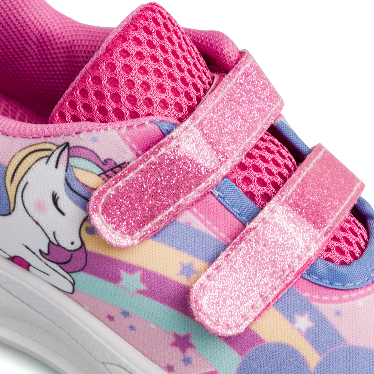Sneakers fucsia da bambina con luci nella suola e stampa Unicorno - Image 6