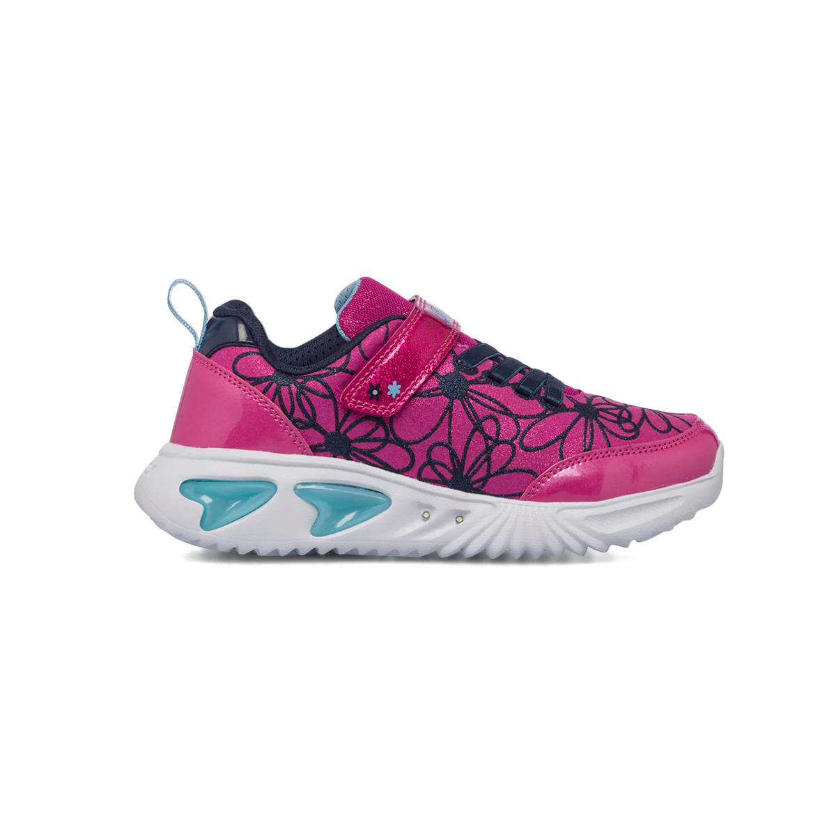 Sneakers fucsia da bambina con luci nella suola Geox Assister