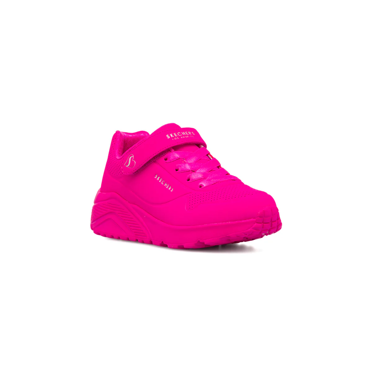 Sneakers Fucsia da Bambina con strappo Skechers Uno - Image 2