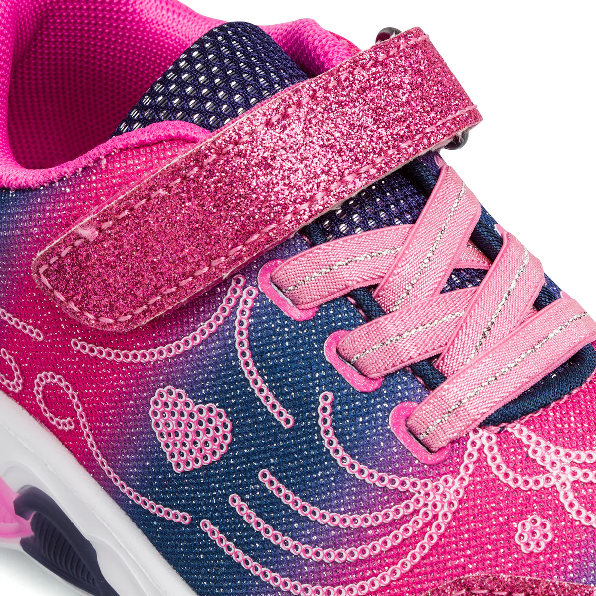 Sneakers fucsia e blu da bambina con luci nella suola e glitter Le scarpe di Alice - Image 5