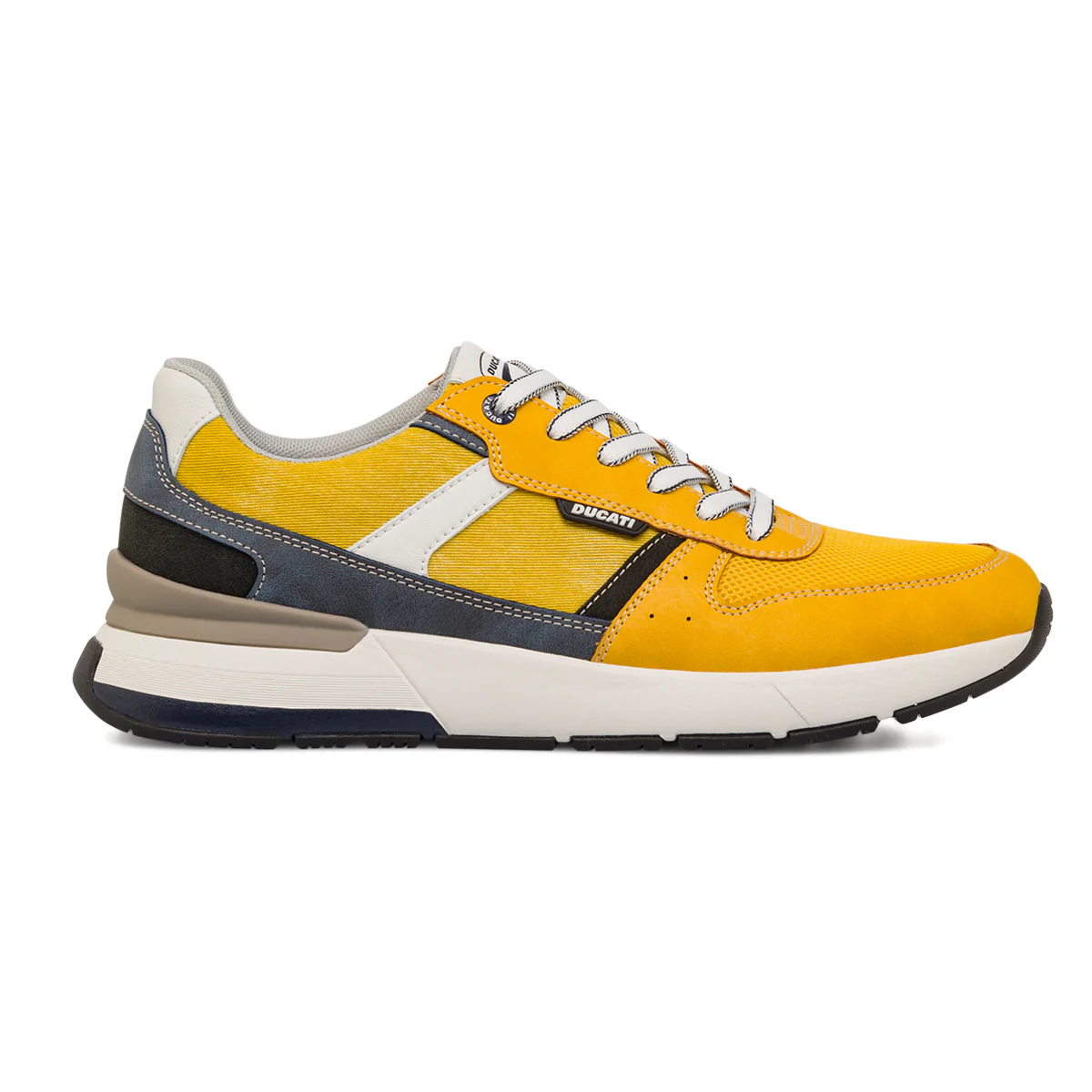 Sneakers gialle casual da uomo con dettagli neri e blu e logo Ducati - Image 2