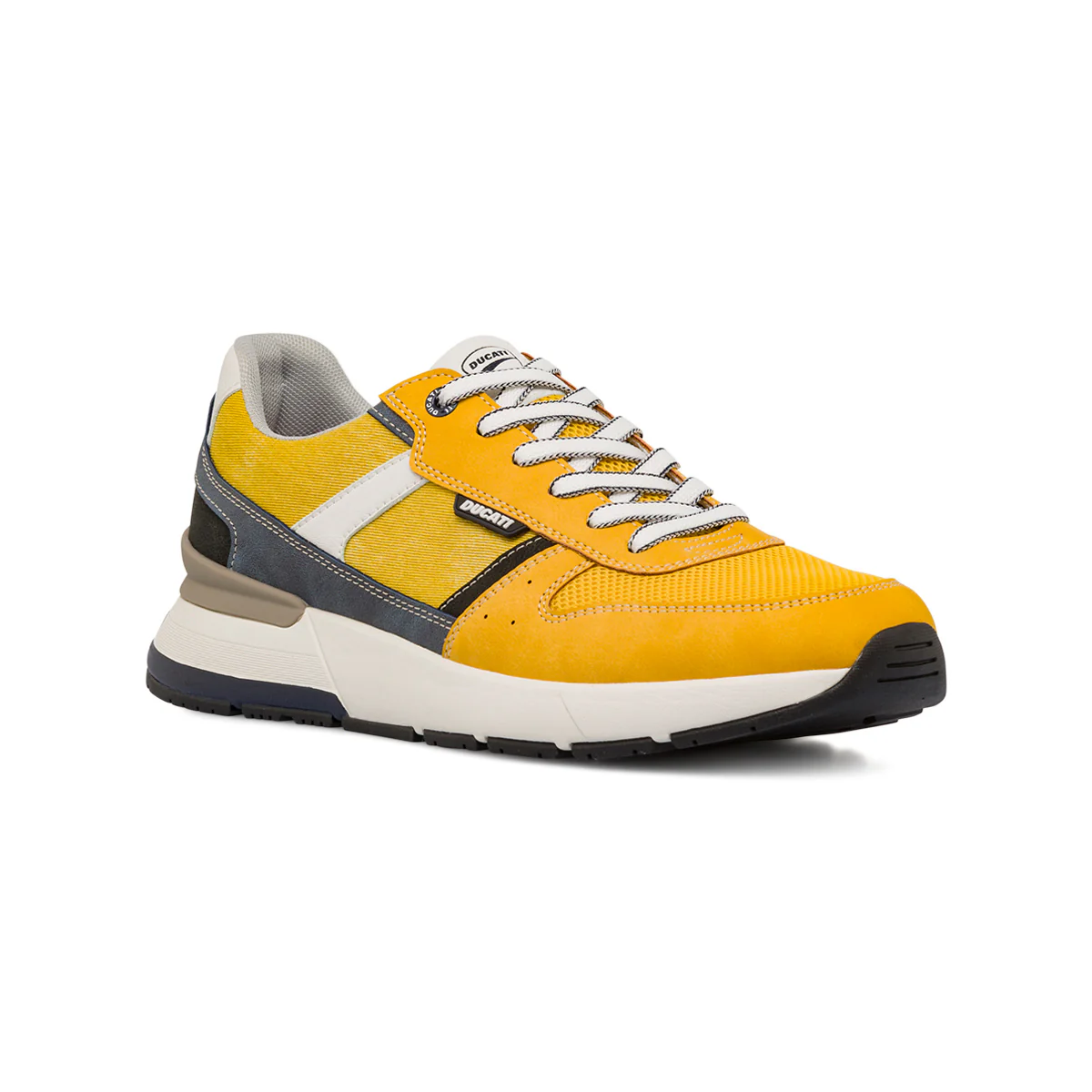 Sneakers gialle casual da uomo con dettagli neri e blu e logo Ducati - Image 3