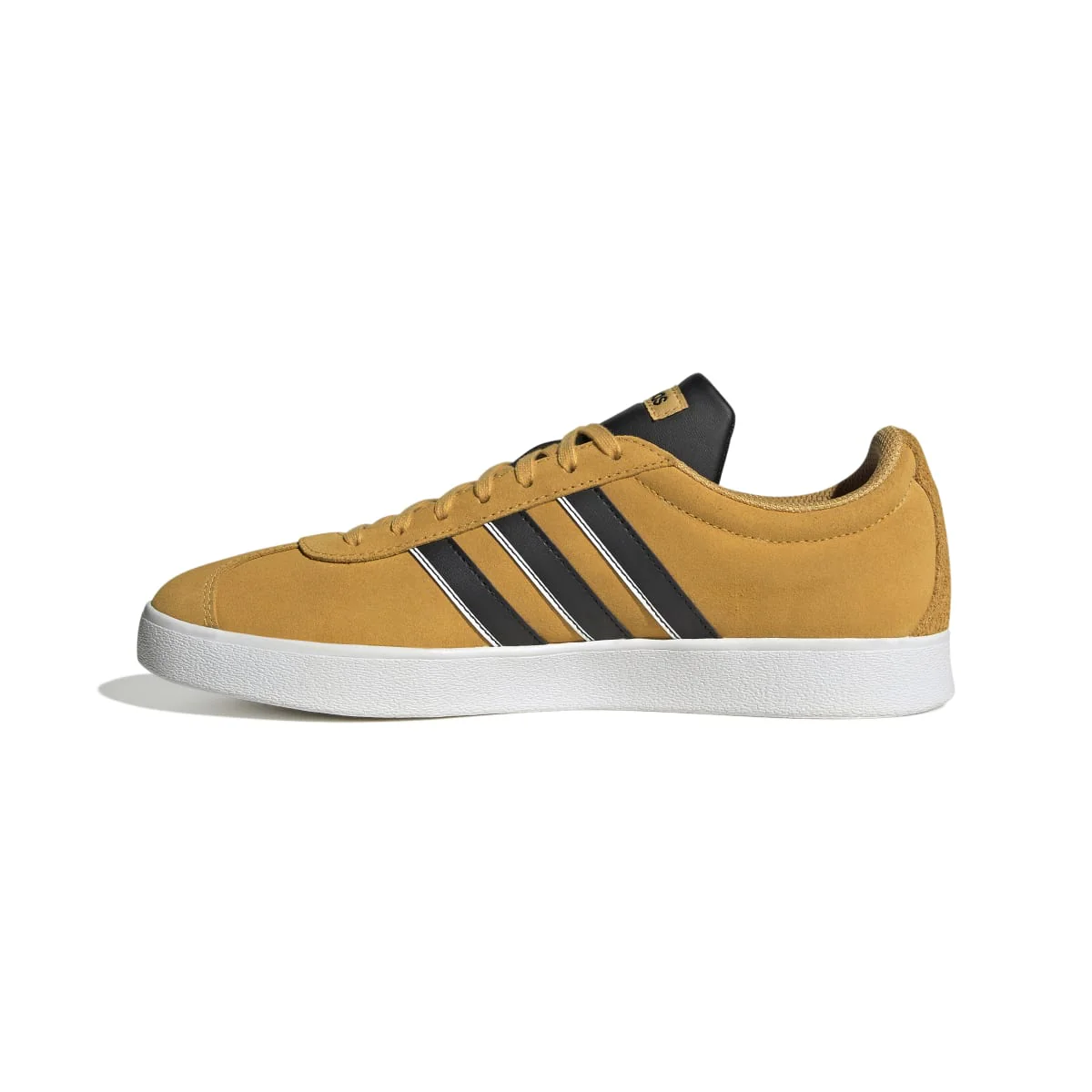 Sneakers giallo ocra da uomo con strisce laterali nere adidas VL Court 2.0 - Image 4