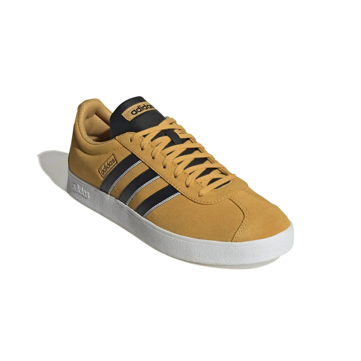 Sneakers giallo ocra da uomo con strisce laterali nere adidas VL Court 2.0 - Image 5