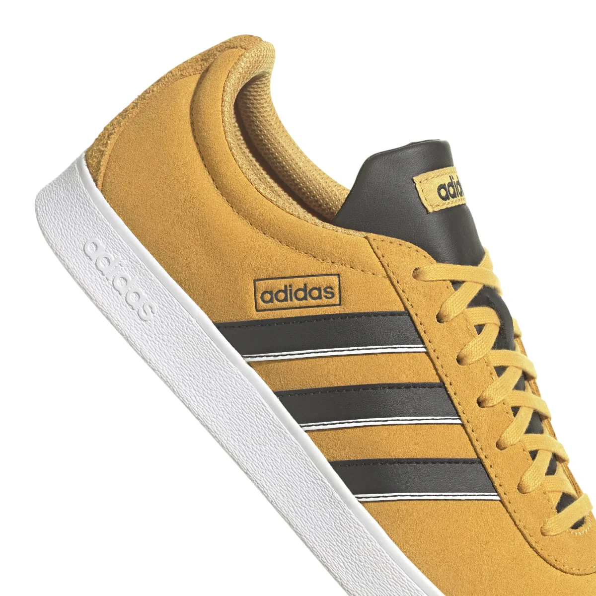 Sneakers giallo ocra da uomo con strisce laterali nere adidas VL Court 2.0 - Image 7