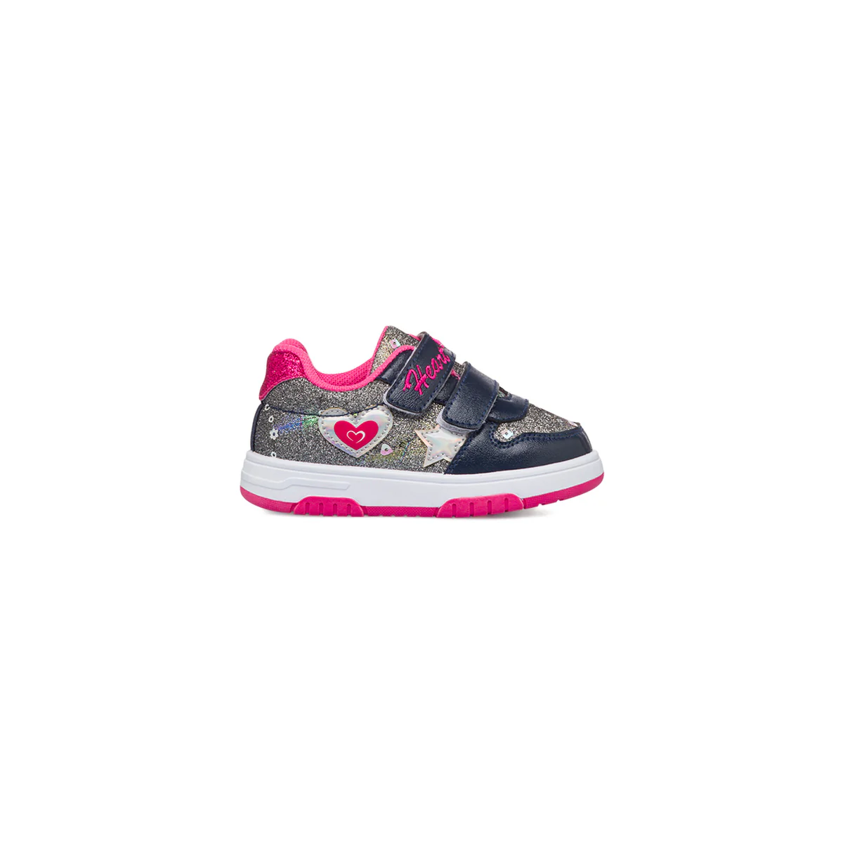 Sneakers glitter grigie primi passi con dettagli blu e fuxia Le Scarpe di Alice