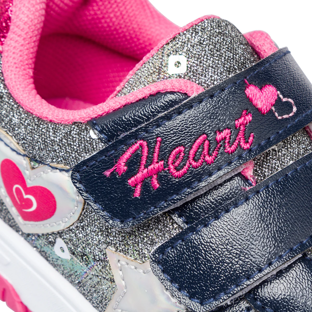 Sneakers glitter grigie primi passi con dettagli blu e fuxia Le Scarpe di Alice - Image 5