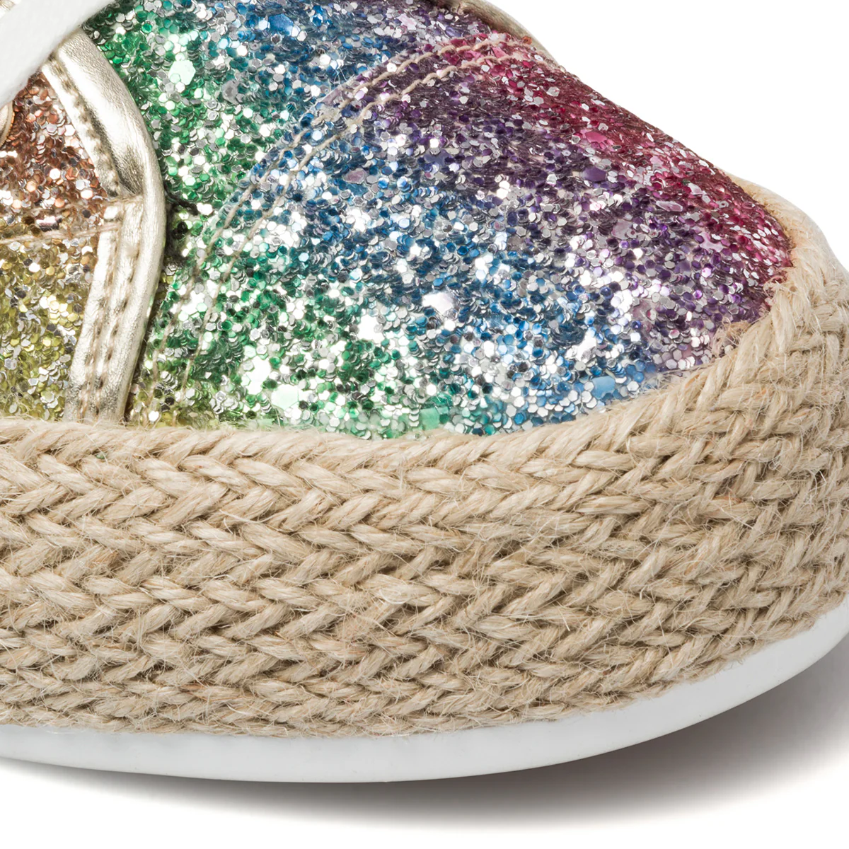 Sneakers glitterate arcobaleno da donna con suola in corda Lora Ferres - Image 5