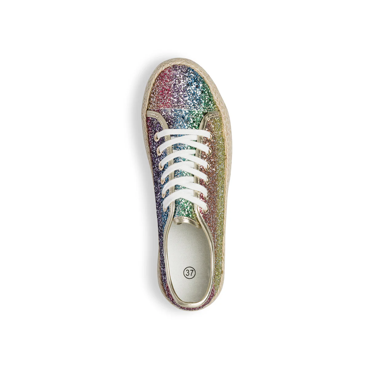 Sneakers glitterate arcobaleno da donna con suola in corda Lora Ferres - Image 8