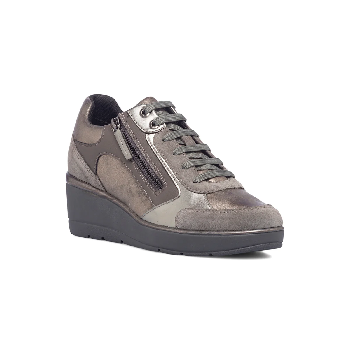 Sneakers grigie con zeppa 6 cm da donna Geox Ilde - Image 2