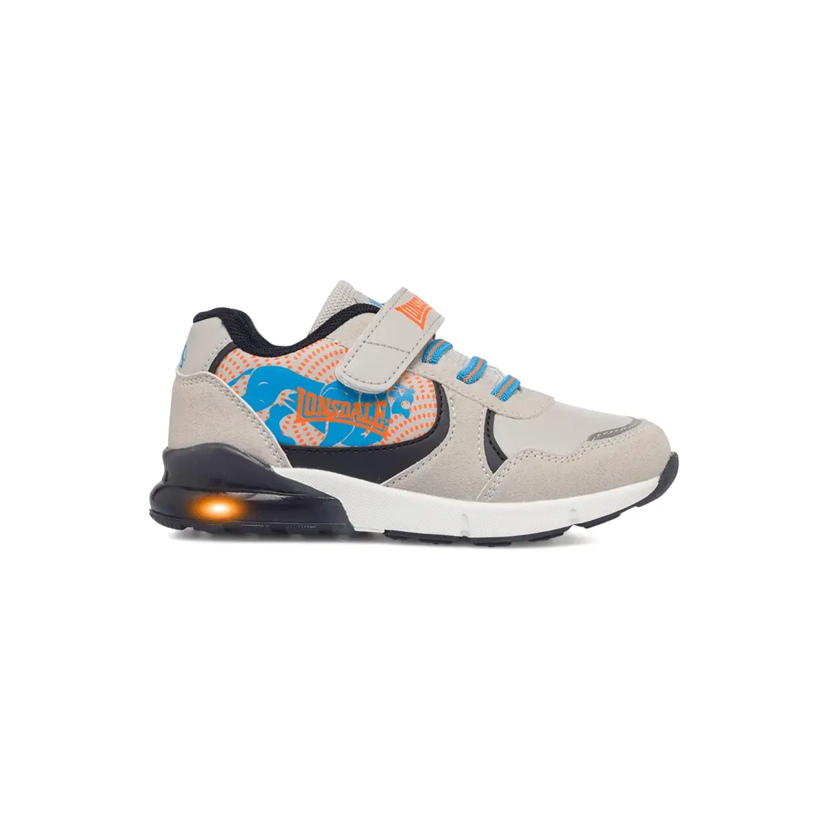 Sneakers grigie da bambino con luci nella suola Lonsdale