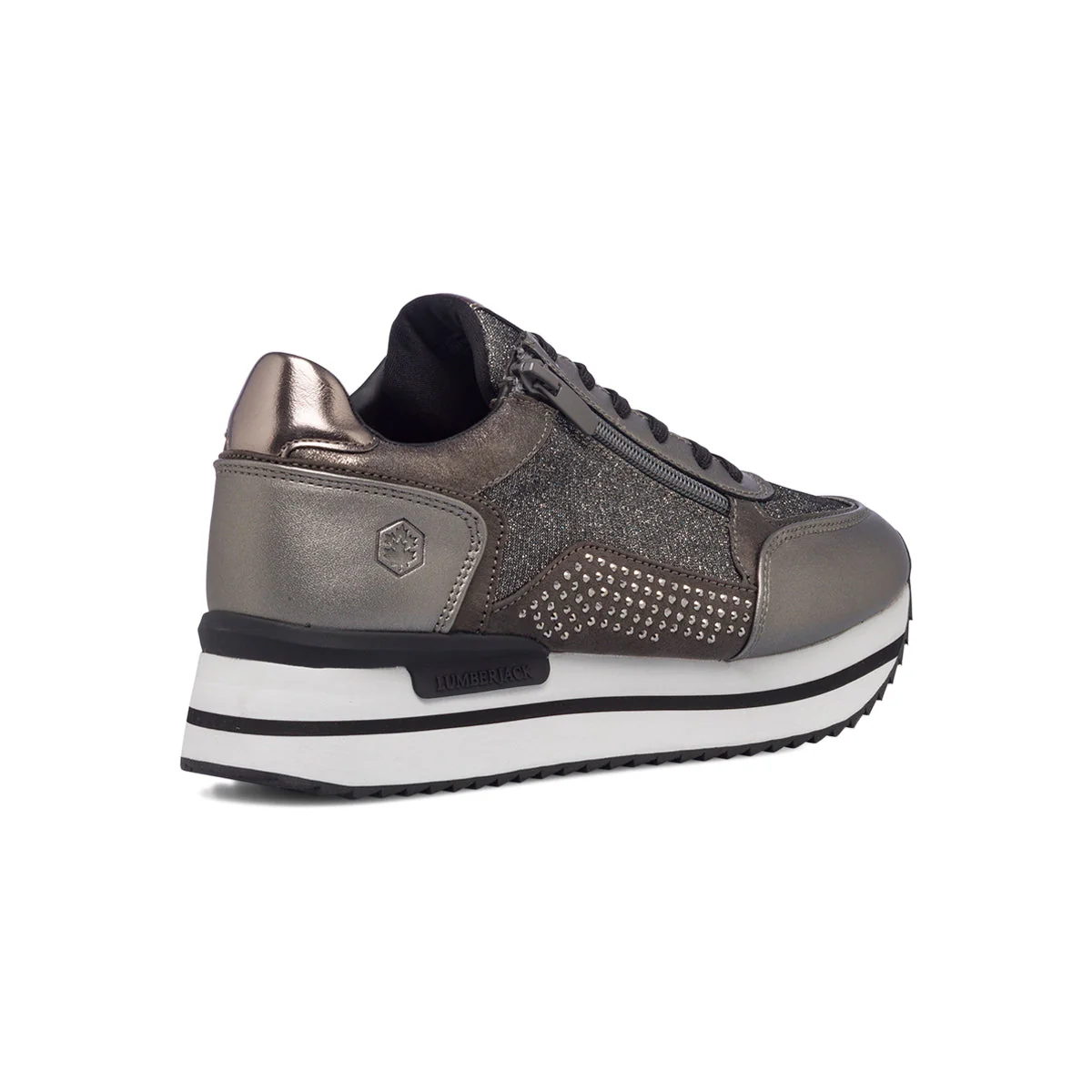 Sneakers grigie da donna con borchiette e suola a zeppa Lumberjack Cecilia - Image 3