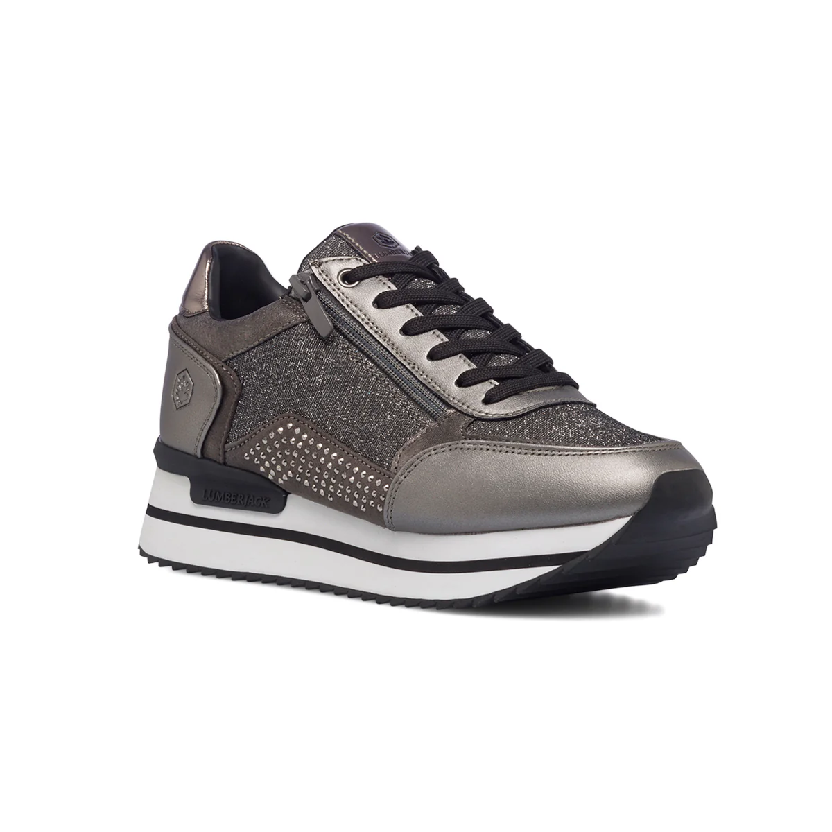 Sneakers grigie da donna con borchiette e suola a zeppa Lumberjack Cecilia - Image 7
