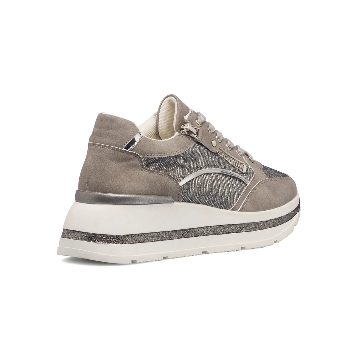 Sneakers grigie da donna con maxi-suola e glitter Lora Ferres - Image 3