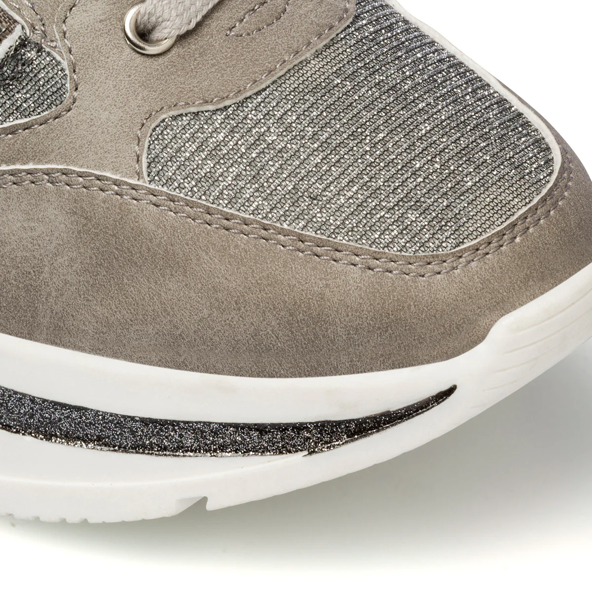 Sneakers grigie da donna con maxi-suola e glitter Lora Ferres - Image 5