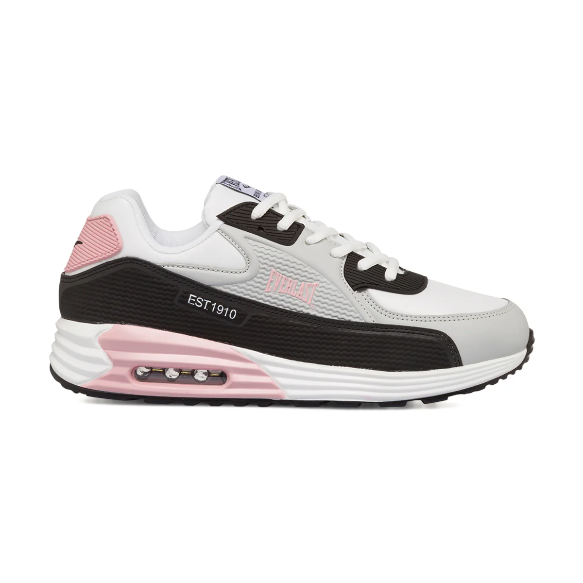 Sneakers grigie da donna con suola ad aria e dettagli rosa Everlast