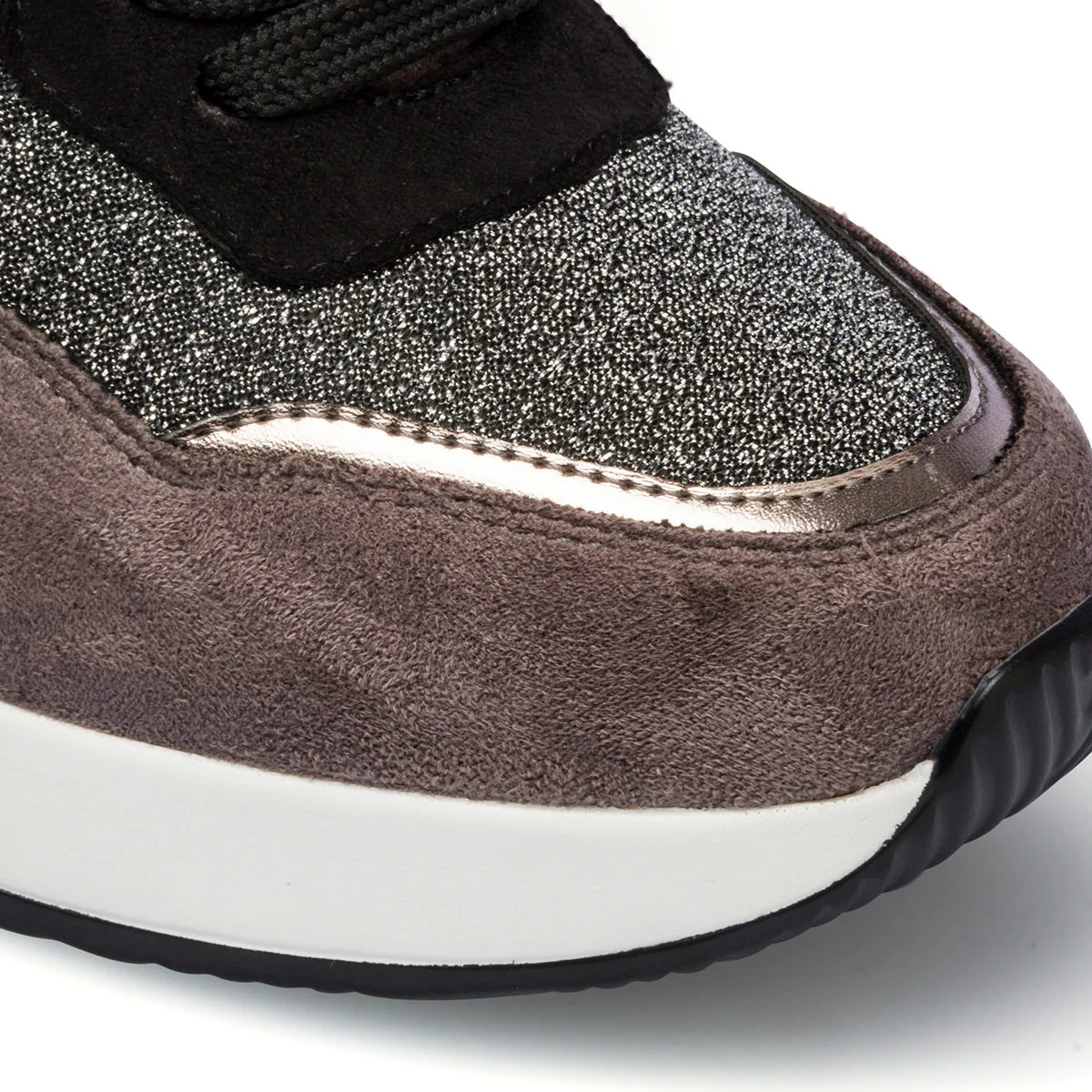 Sneakers grigie da donna con suola interna 6 cm e strass Lora Ferres - Image 5