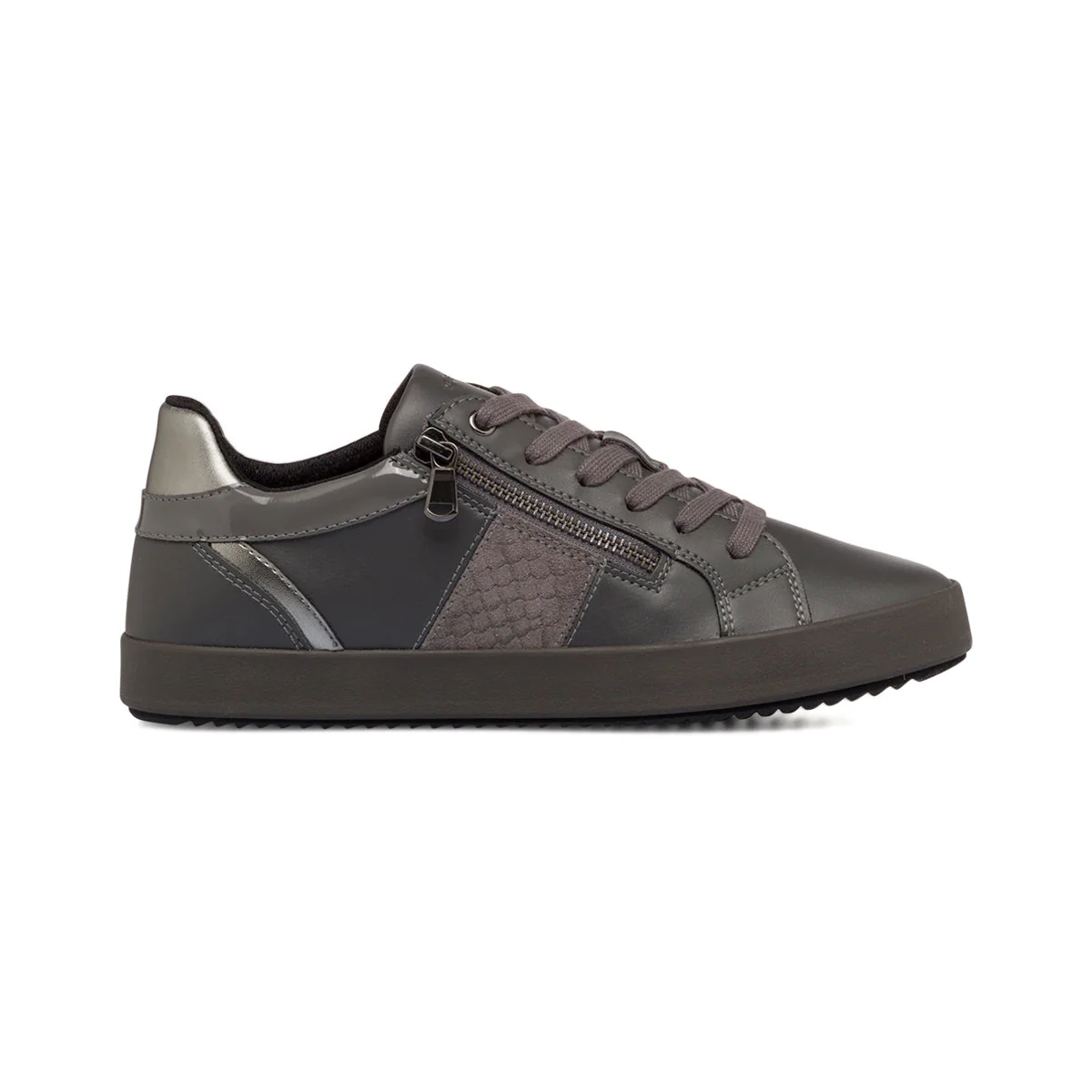 Sneakers grigie da donna con zip laterale Geox Bloomie