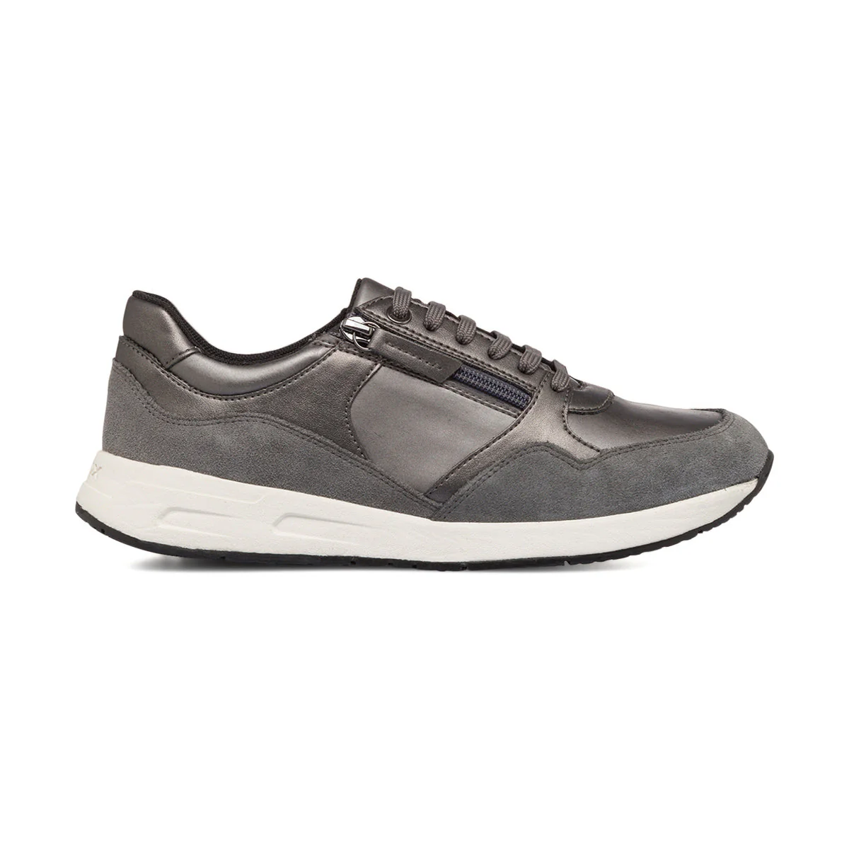 Sneakers grigie da donna con zip laterale Geox Bulmya