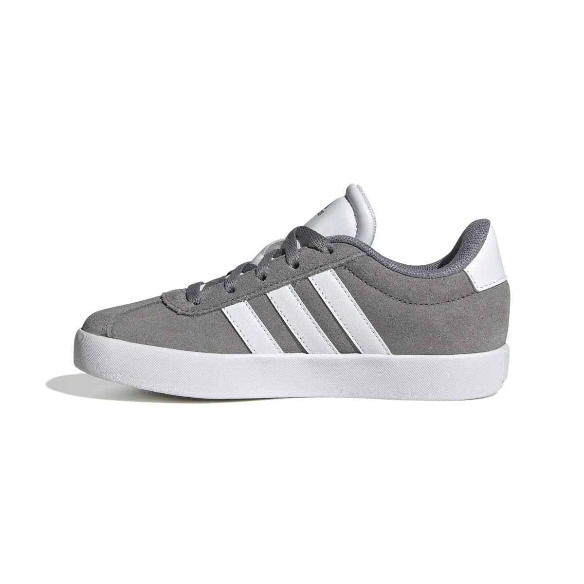 Sneakers grigie da ragazzo con strisce bianche adidas VL Court 3.0 K - Image 4