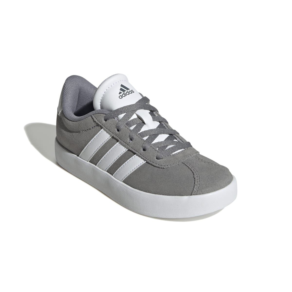 Sneakers grigie da ragazzo con strisce bianche adidas VL Court 3.0 K - Image 5