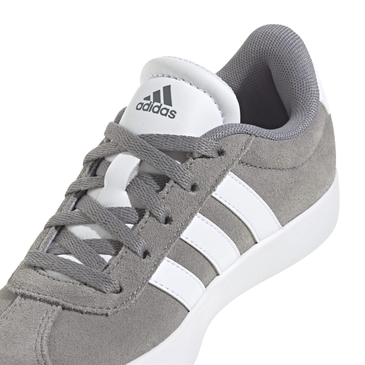 Sneakers grigie da ragazzo con strisce bianche adidas VL Court 3.0 K - Image 8
