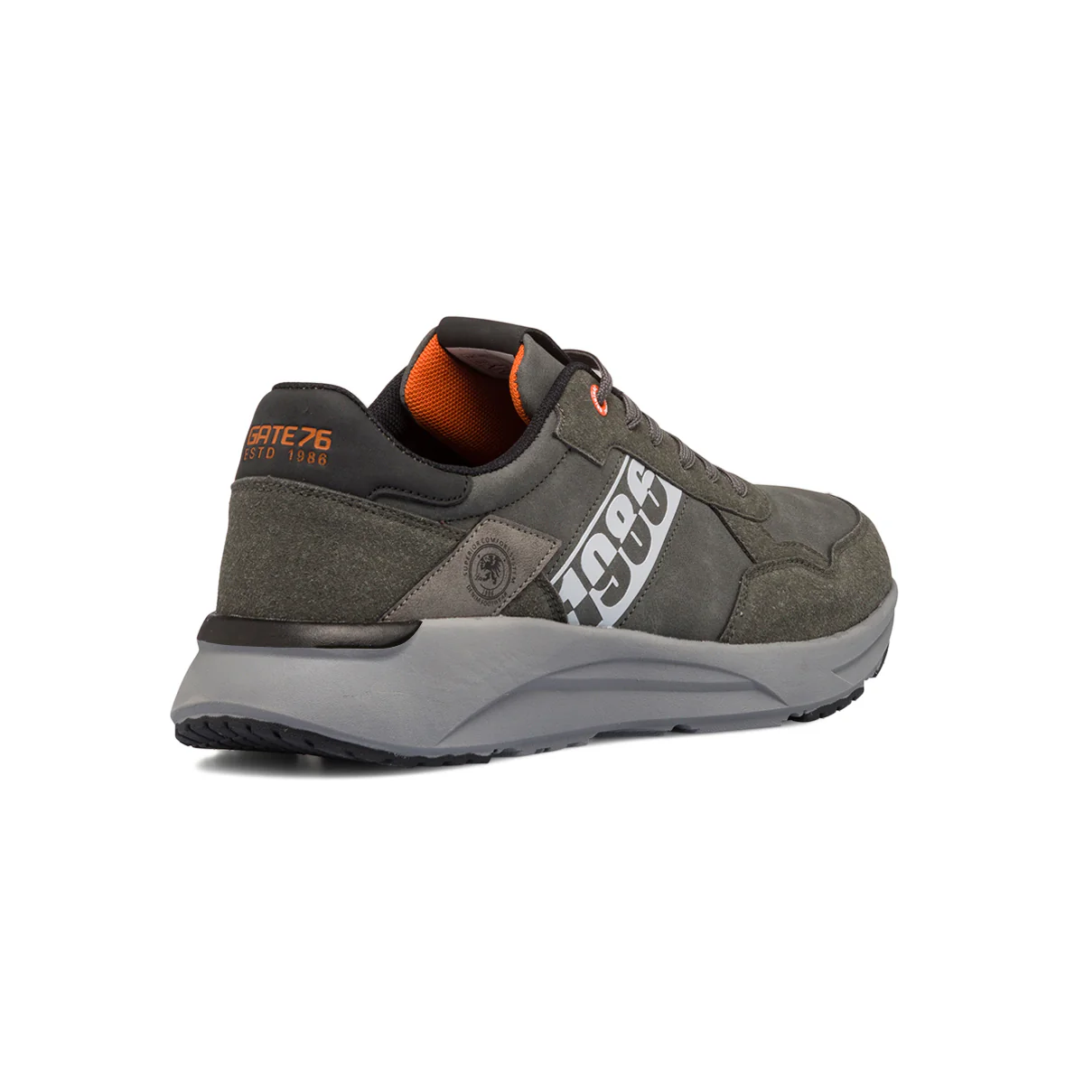 Sneakers grigie da uomo con dettagli bianchi e arancioni Gate 76 - Image 3
