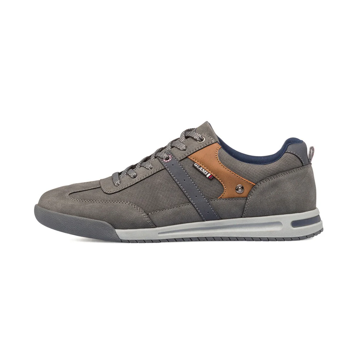 Sneakers grigie da uomo con dettagli marroni e blu Glams