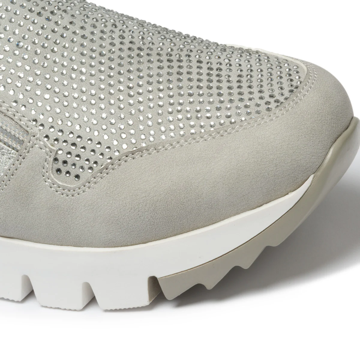 Sneakers grigie e argento effetto glitterato con applicazione di strass Lora Ferres - Image 5
