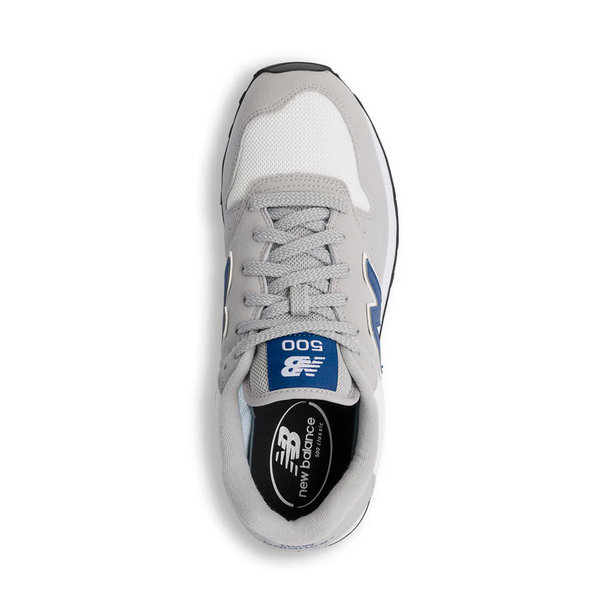 Sneakers grigie e bianche da uomo in mesh traspirante con dettagli blu New Balance 500 - Image 7