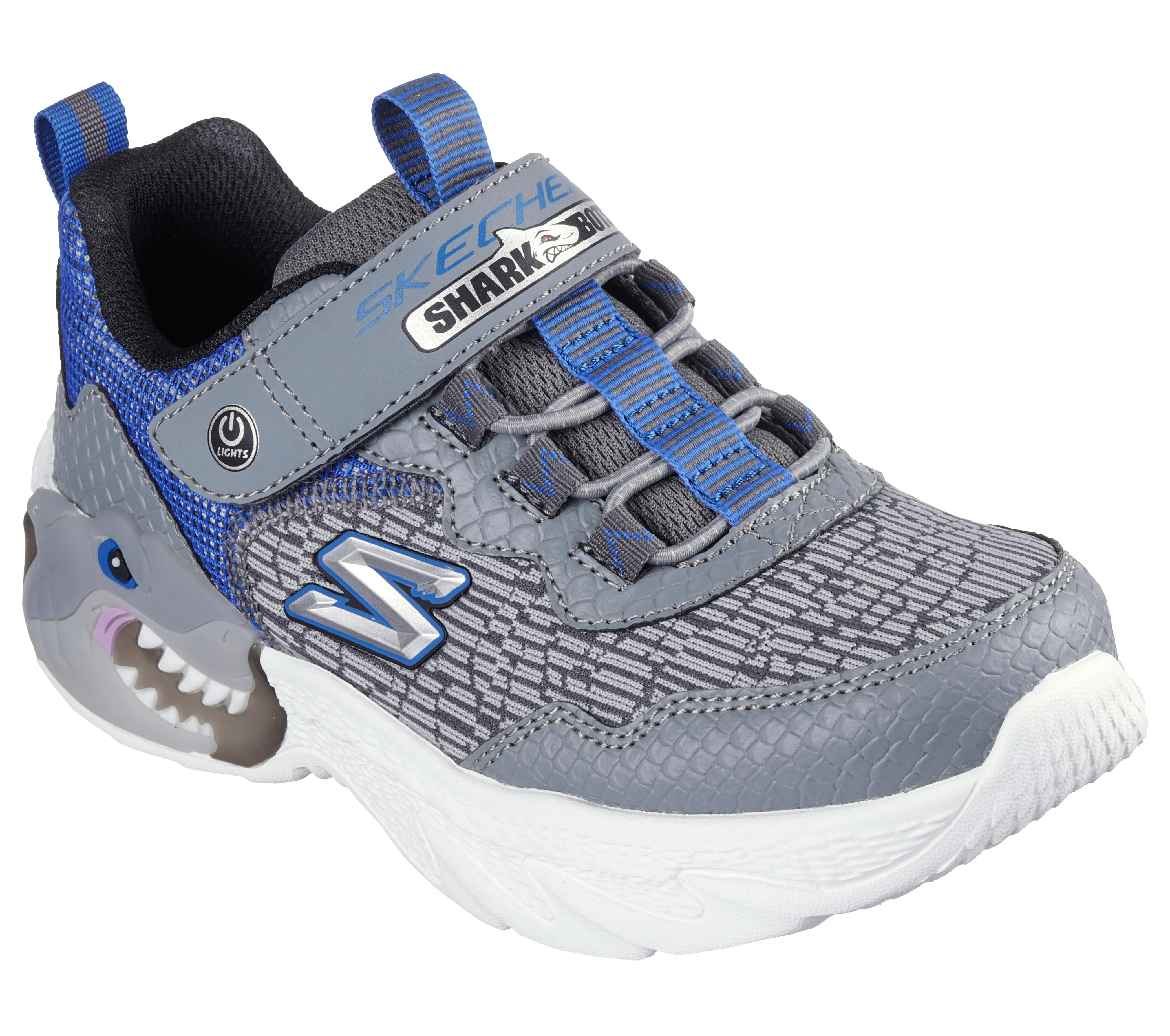Sneakers grigie e blu da bambino con luci nella suola Skechers S-Lights: Creature-Lights - Image 2