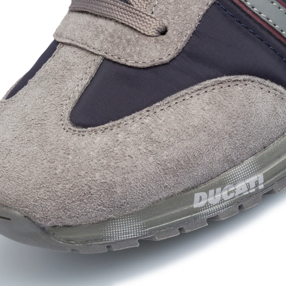 Sneakers grigie e blu in pelle scamosciata con logo laterale Ducati - Image 5