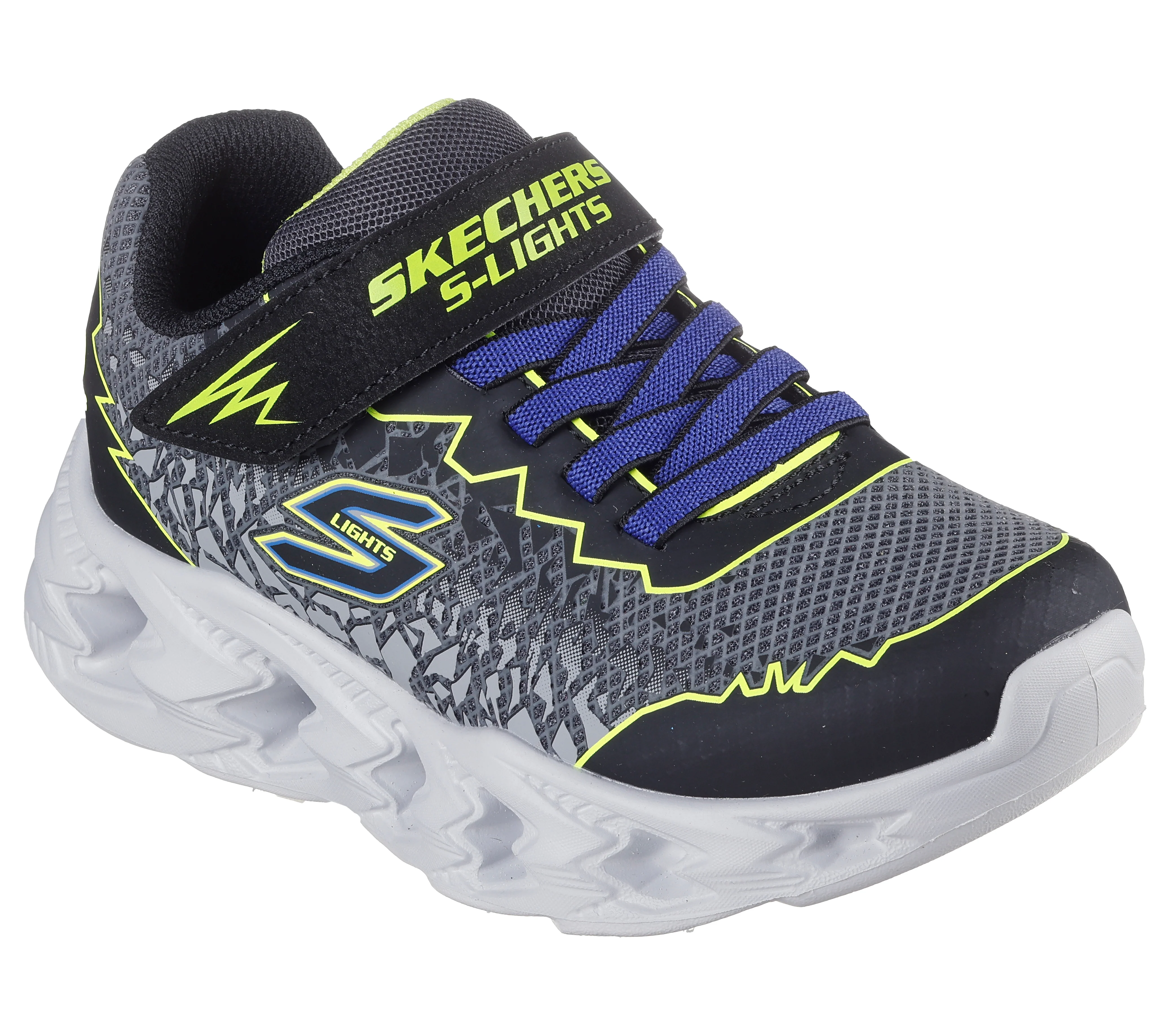Sneakers grigie e nere da bambino con luci nella suola Skechers S Lights: Vortex 2.0 - Zorento - Image 2