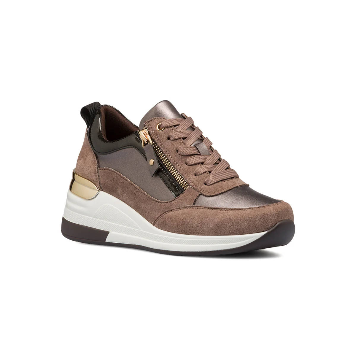 Sneakers grigie e rosa da donna con suola a zeppa Lora Ferres - Image 2