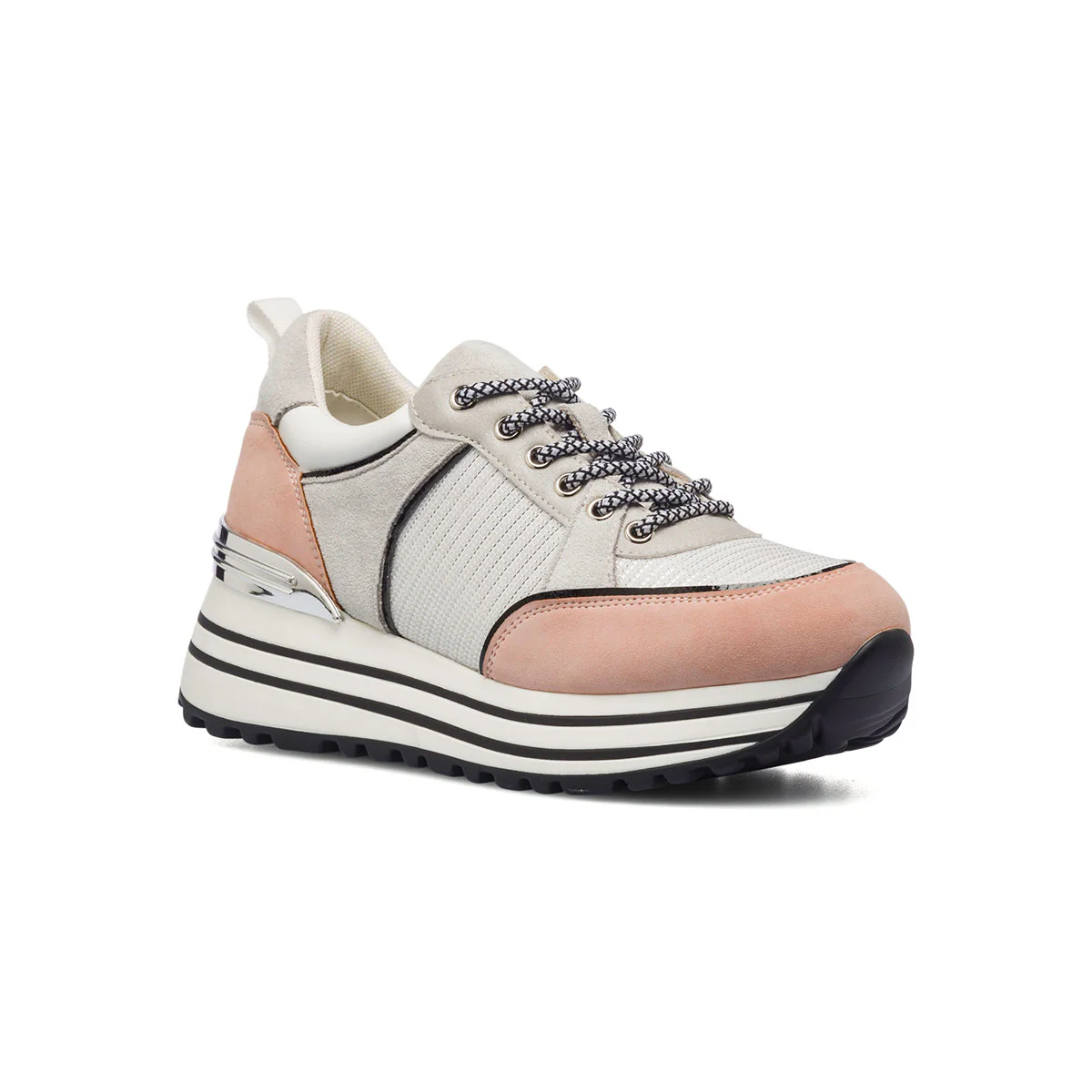 Sneakers grigie e rosa da donna con zeppa 5 cm Lora Ferres - Image 2