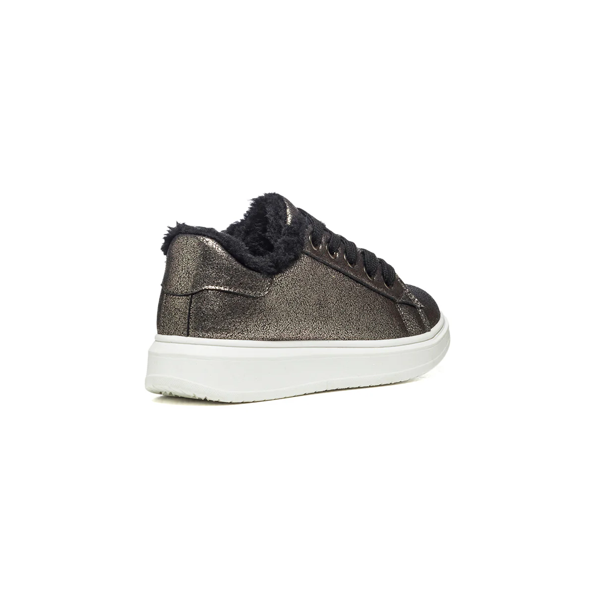 Sneakers grigie effetto laminato con pelo 10 Baci - Image 3