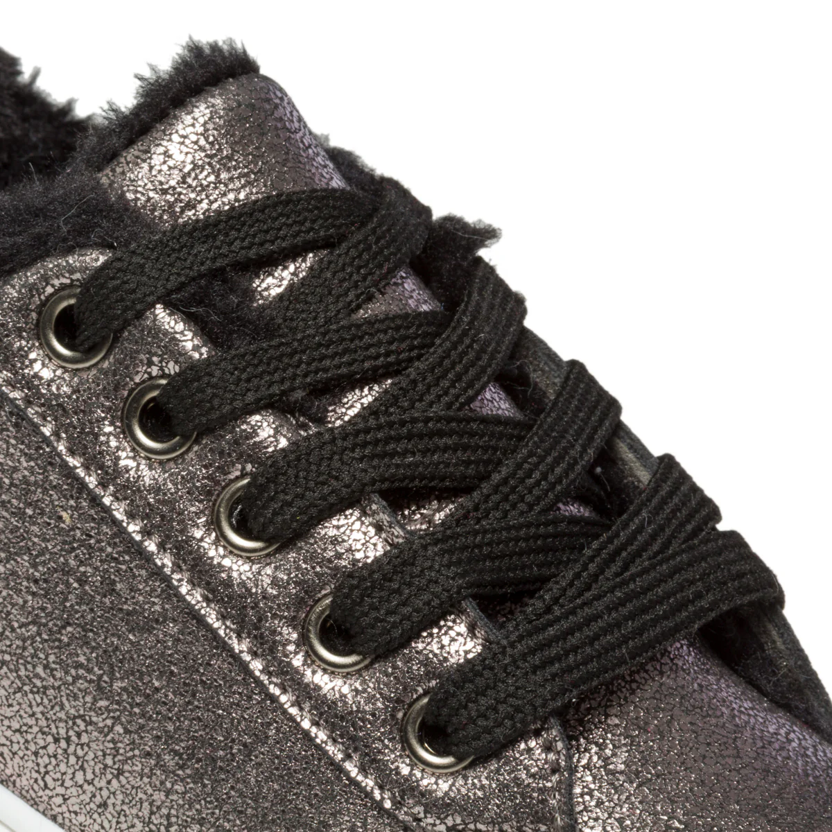 Sneakers grigie effetto laminato con pelo 10 Baci - Image 6