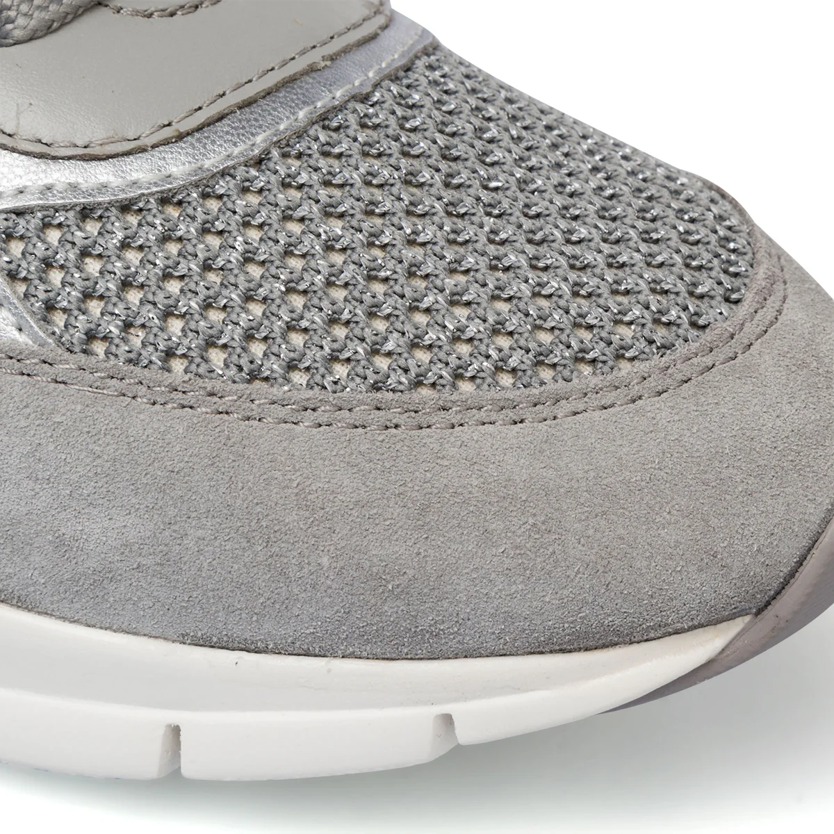 Sneakers grigie in pelle e mesh da donna Geox Sukie - Image 5