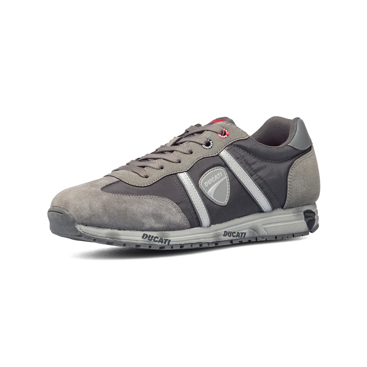 Sneakers grigie in pelle scamosciata con logo laterale Ducati - Image 2