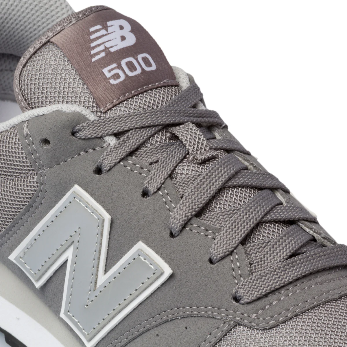 Sneakers grigie in similpelle e tessuto con logo argento New Balance 500 - Image 6