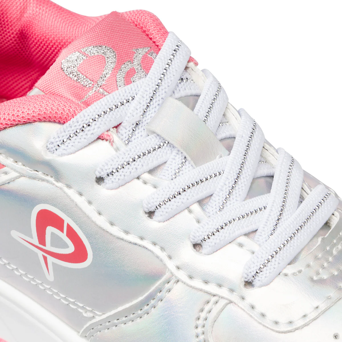 Sneakers grigie iridescenti da bambina con dettagli rosa P Go - Image 5