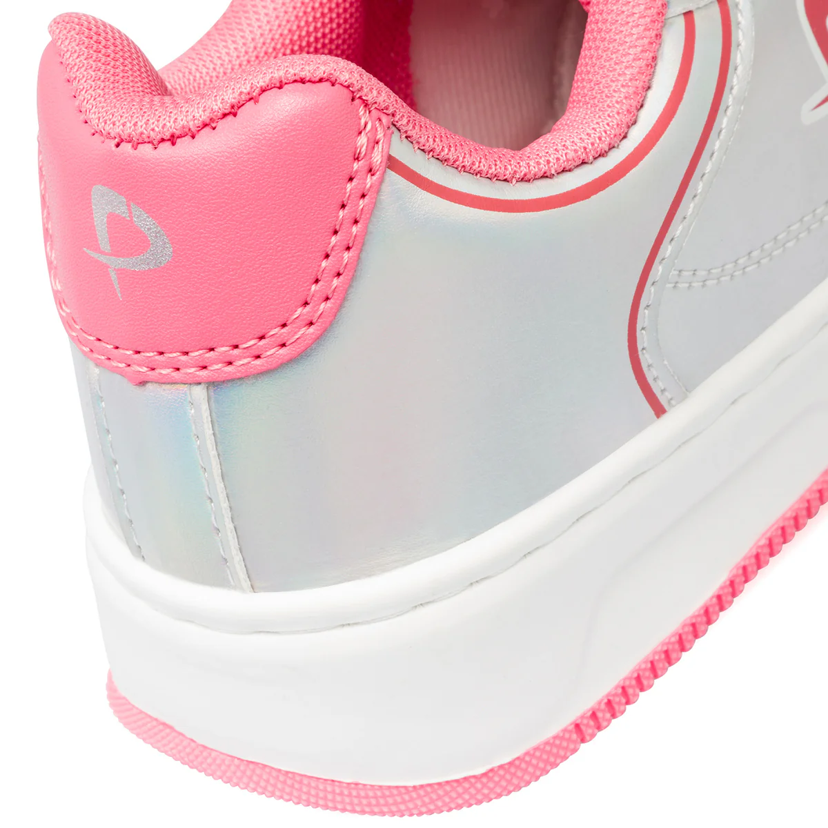Sneakers grigie iridescenti da bambina con dettagli rosa P Go - Image 6